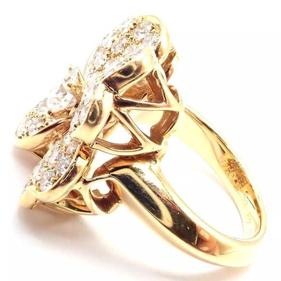 Authentic! Van Cleef & Arpels Cosmos 18k Yellow Gold Diamond Medium Model Ring - Picture 5 of 13